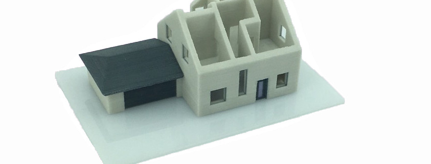 Modellhaus ohne Dach zur Visualisierung des Bauplans